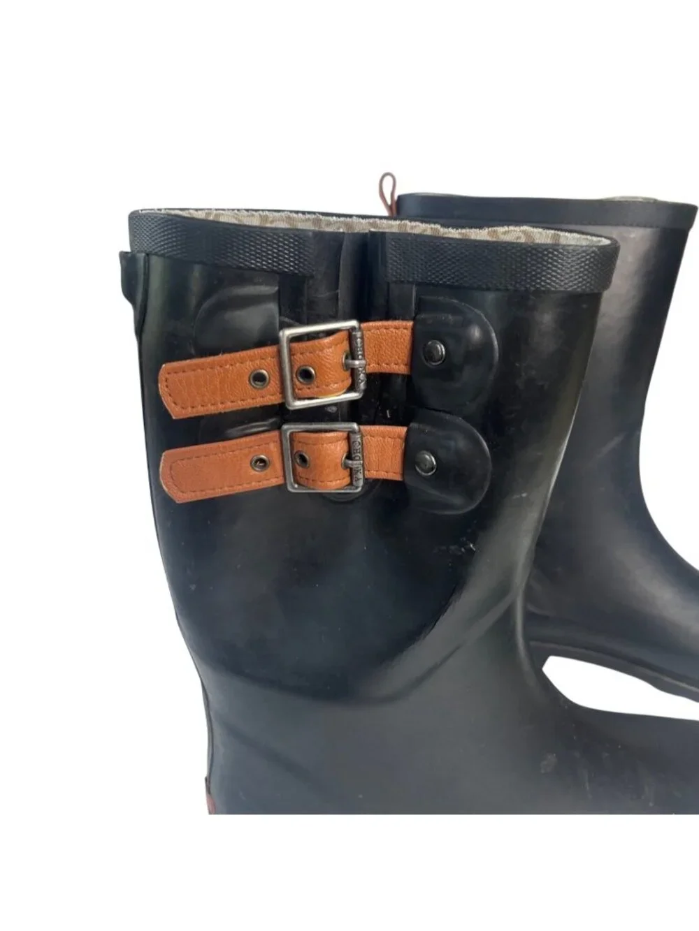 Chooka Womens Rubber Rain Boots Dual Adjustable Straps US Size 9 Black